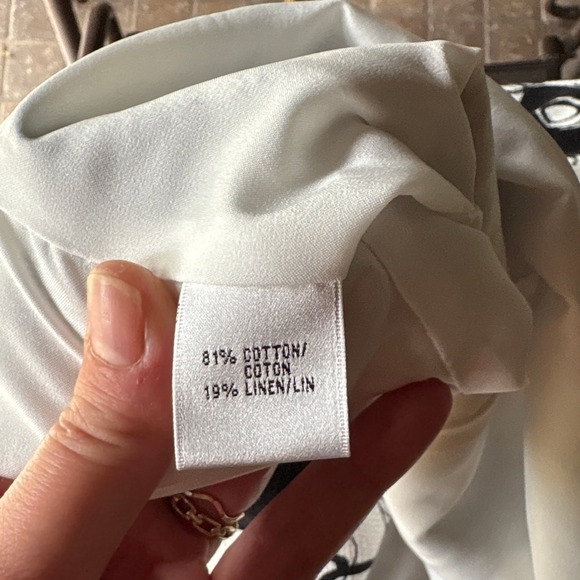 NWT Lafayette 148 Linen Blend Black White Floral 3/4 Sleeve Buttoned Blazer - 22 - Picture 7 of 8